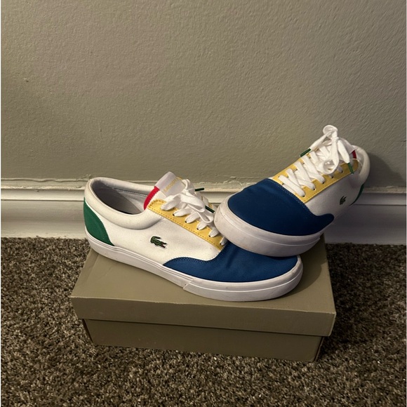 Lacoste Jump Serve Lace Canvas "White/Multi" Men's Shoe - Picture 1 of 5